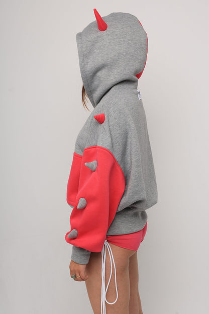 DEMON HOODIE - ROSA/GRIS