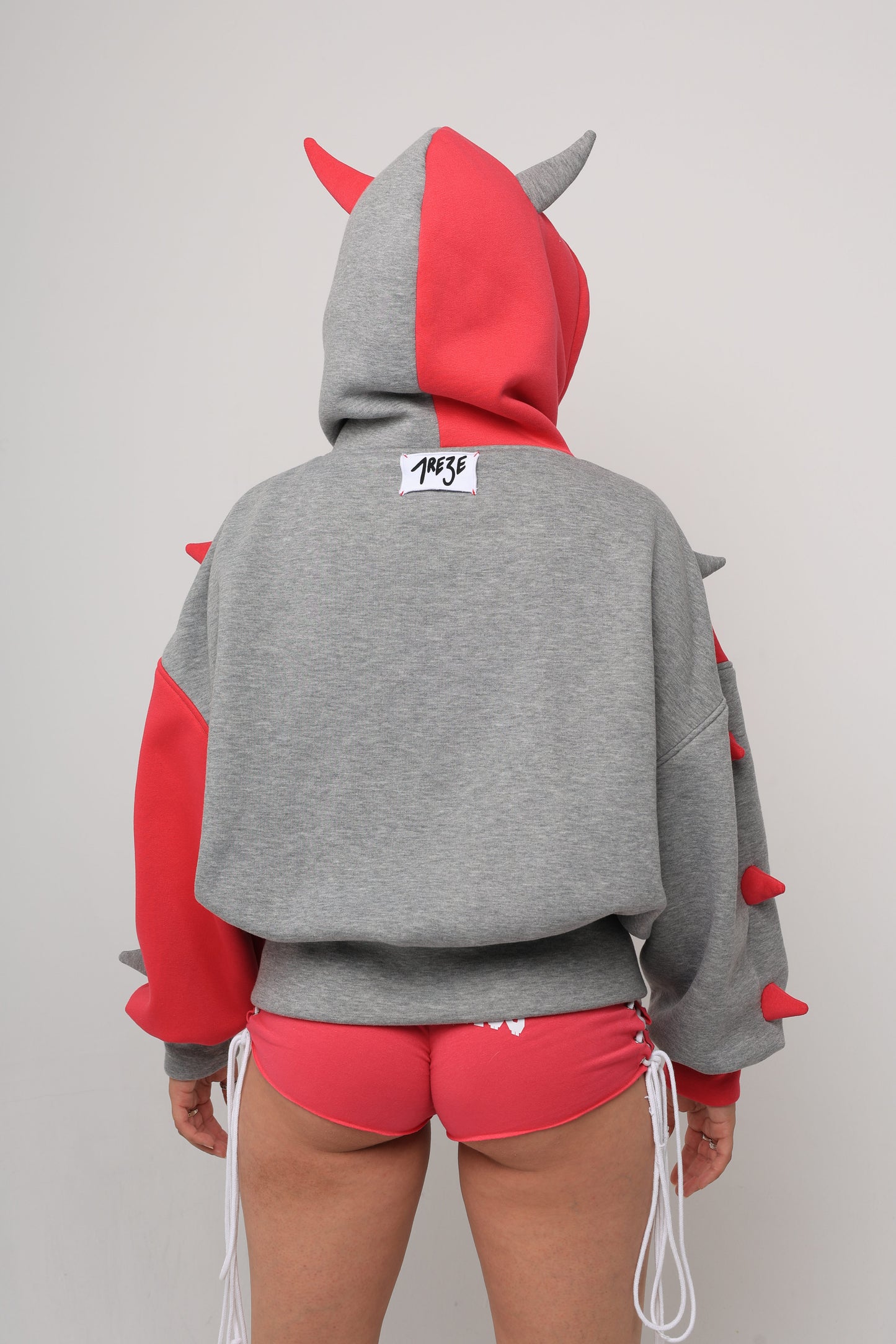 DEMON HOODIE - ROSA/GRIS