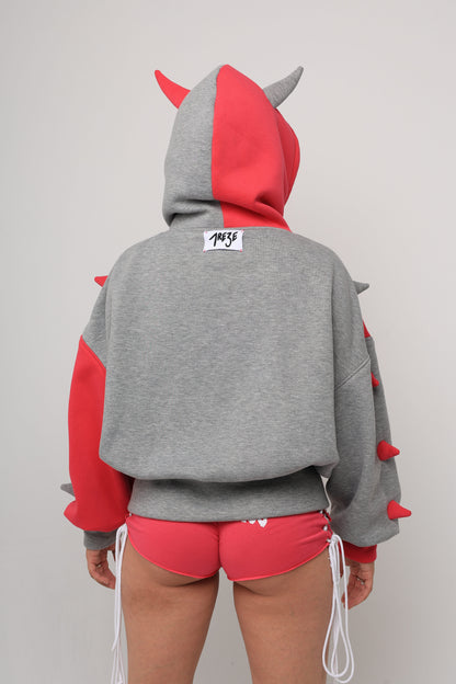 DEMON HOODIE - ROSA/GRIS