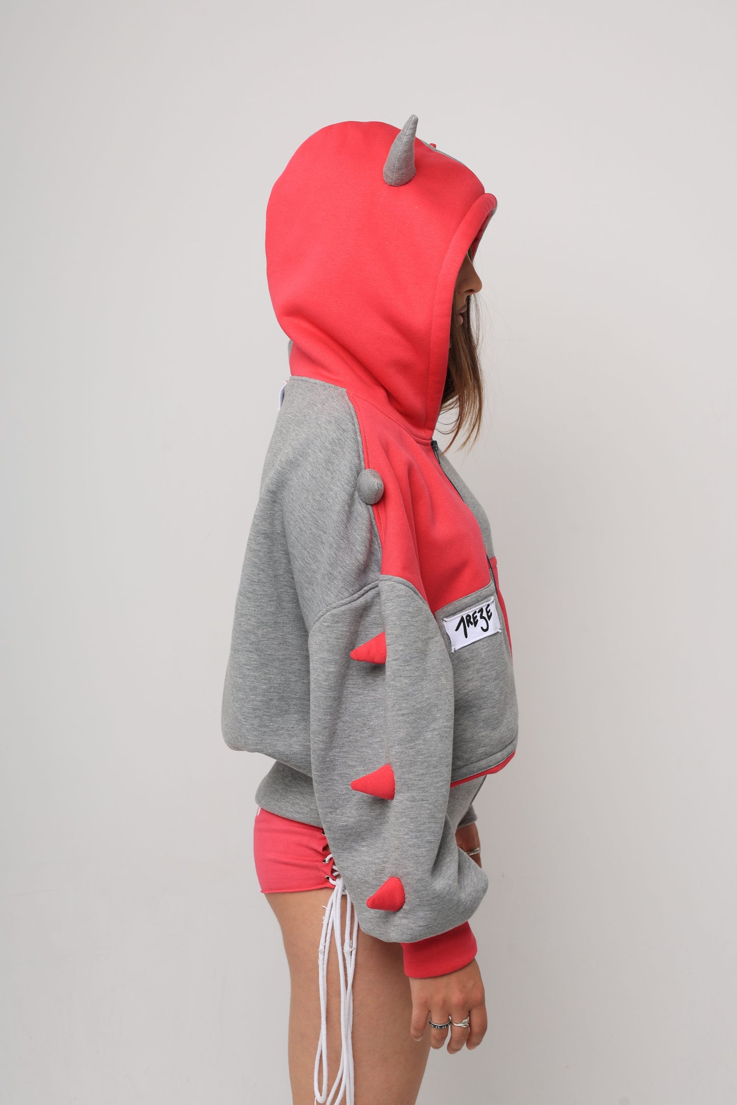 DEMON HOODIE - ROSA/GRIS